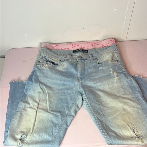 Women's Light Blue Distressed Jeans - Picture 1 of 6